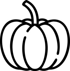 Black Line Art Drawing of a Pumpkin Vegetable black and white