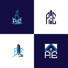 Fototapeta premium PE Real Estate Lettermark Logo Design Set – Modern Architecture and Building Concepts