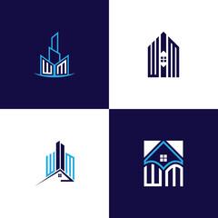 Fototapeta premium WM Real Estate Lettermark Logo Design Set – Modern Architecture and Building Concepts