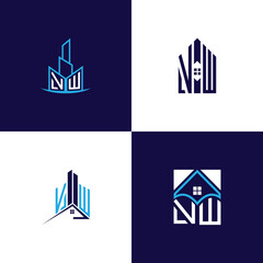 VW Real Estate Lettermark Logo Design Set &ndash; Modern Architecture and Building Concepts