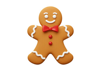 Isolated Gingerbread Man with Bow Tie and Buttons