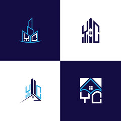 Fototapeta premium YC Real Estate Lettermark Logo Design Set – Modern Architecture and Building Concepts
