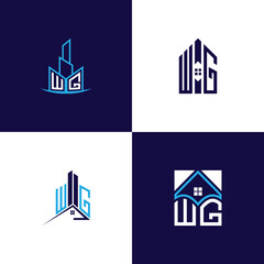 Fototapeta premium WG Real Estate Lettermark Logo Design Set – Modern Architecture and Building Concepts