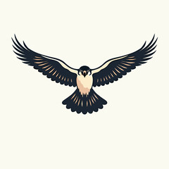 Fototapeta premium Stylized Illustration of a Peregrine Falcon in Flight with Spread Wings on a Cream Background