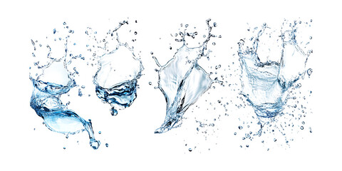 Pack Collection Stunning Water Splash Abstract Blue Liquid Background Texture set against transparent background