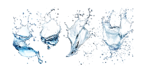 Pack Collection Stunning Water Splash Abstract Blue Liquid Background Texture set against transparent background