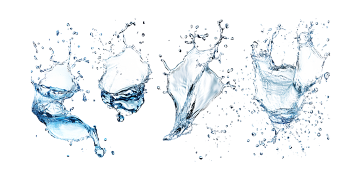 Pack Collection Stunning Water Splash Abstract Blue Liquid Background Texture set against transparent background