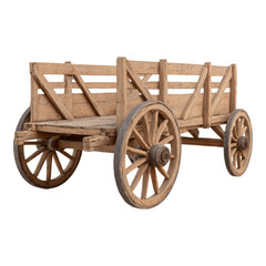 Fototapeta premium Vintage Wooden Cart on Isolated Transparent Background for Use