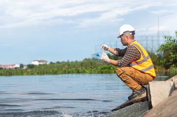 Water resources officers are checking for contaminants in a swamp