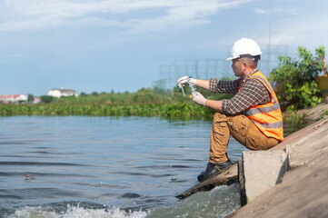Water resources officers are checking for contaminants in a swamp