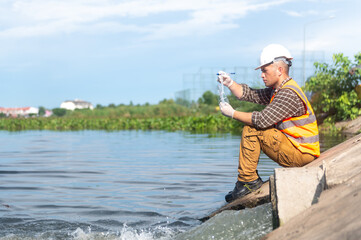 Water resources officers are checking for contaminants in a swamp