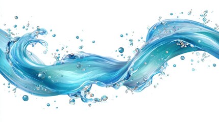 Obraz premium A dynamic swirl of vibrant blue water creates a captivating splash with tiny bubbles, showcasing high fidelity and fluid motion in stunning detail.
