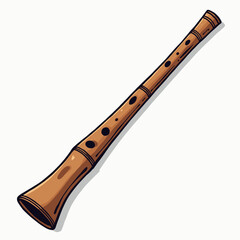 Naklejka premium Cartoon Illustration of a Shakuhachi Bamboo Flute, a Traditional Japanese End-Blown Flute Musical Instrument