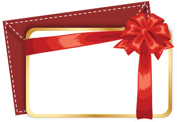 Red and Gold Gift Card with Red Bow and Envelope Motif