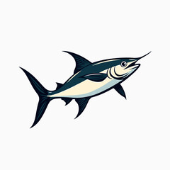 Naklejka premium Illustration of a Blue Marlin Fish with a Long Bill and Sleek Body Swimming in the Ocean