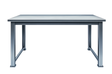A modern industrial style metal table awaits a creative project ready to inspire with sleek on transparent background