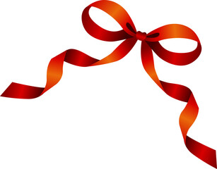 Flowing Red and Orange Ribbon Bow