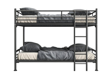 A minimalist metal bunk bed a comforting dreamland for children in small spaces offering cozy on transparent background