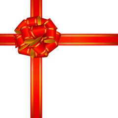 Red Gift Bow with Gold Ribbon
