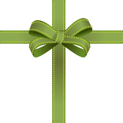 Green Ribbon Gift Wrap with Floral Border
