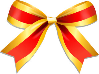 Red and Gold Striped Bow Horizontal