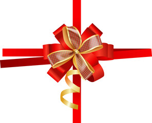 Red and Gold Plaid Bow Gift Wrapping