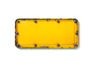 Old yellow metal sign with rusty border. Suitable for retro, warning, or signage themed visuals. Generative AI
