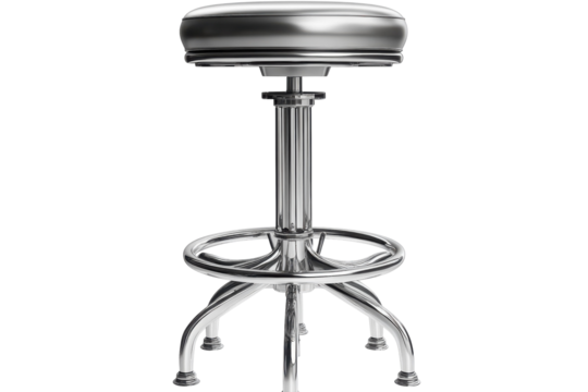 A gleaming chrome barstool ready for a stylish retro diner or home bar evoking timeless mid on transparent background