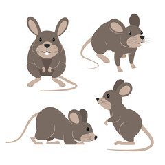 Fototapeta premium cute gray mouse character set vector illustration