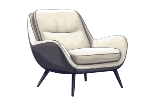 A cozy cream colored chair beckons for relaxation in the corner promising moments of peace and on transparent background