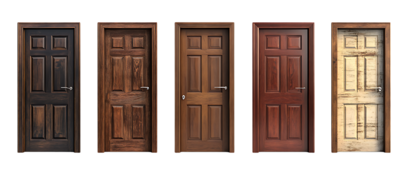 Pack Collection Five Panel Interior Doors Wood Door Styles and Finishes set against transparent background