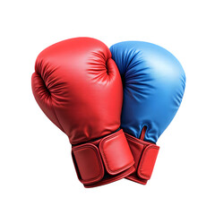 Red and blue boxing gloves isolated on transparent background