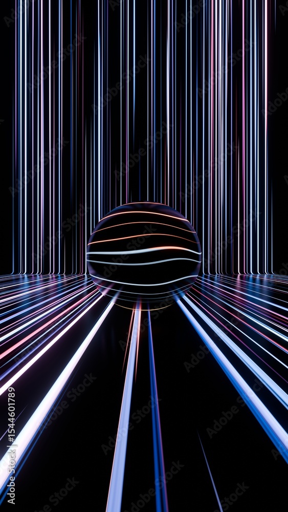 Poster a tunnel with light streaks and a tunnel