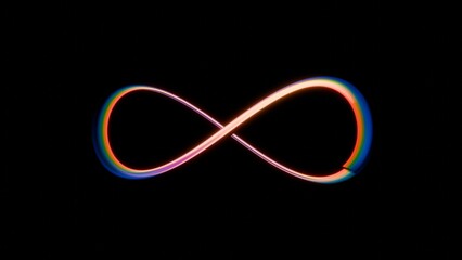 a rainbow colored infinity symbol on a black background