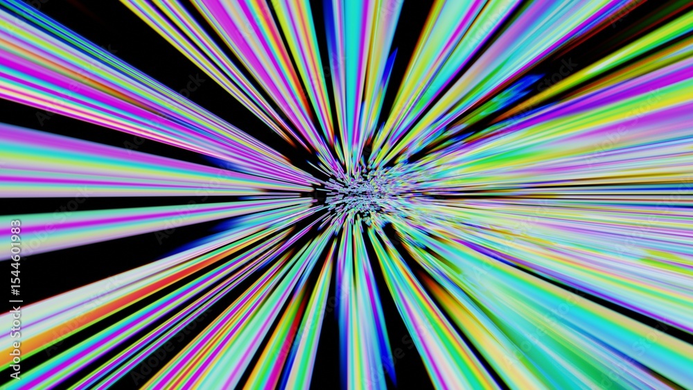 Poster a colorful background with a black background and a white center