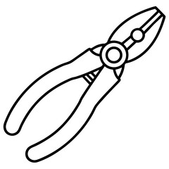 Minimalist Pliers Line Art Illustration
