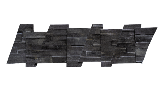 Futurism geometric shape manually created from shredded black printed paper