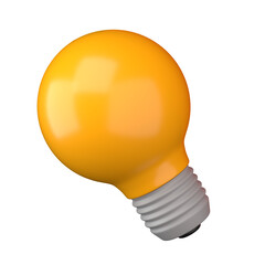 Orange Light Bulb Innovation Idea Creativity Energy Saving 3D Rendered Icon