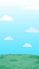 Fototapeta premium Vertical Grass and Cloud Scene – Vertical Cartoon Nature Background Vector