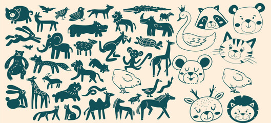 Hand-Drawn Animal and Nature Doodle Set