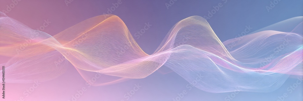 Aufkleber Soft Pastel Background With Flowing Abstract Lines Representing Neural Connections and Calmness in a Serene Space at Twilight