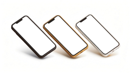 modern smartphone mockup set in isometric perspective