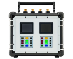 Portable device for industrial testing and measurement on a transparent background