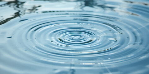 Water ripples expanding outwards creating concentric circles on the surface area view