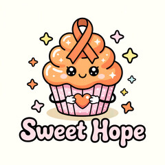 Sweet hope cupcake with orange ribbon