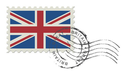 Postage stamp United Kingdom. Rubber postal stamp UK. Vintage vector illustration in grunge style.