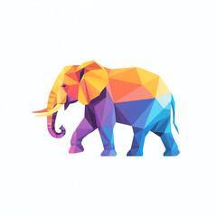 Colorful geometric low poly elephant illustration