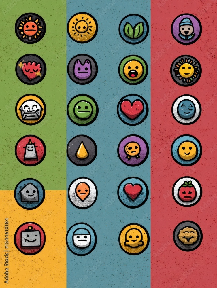 Poster Daily Feelings Log Template With Expressive Icons for Tracking Emotions and Moods Throughout the Day