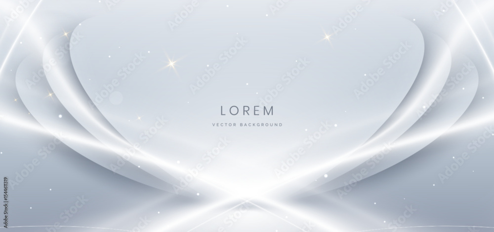 Canvas Prints luxury grey and white curved lines background with golden line and lighting effect sparkle.