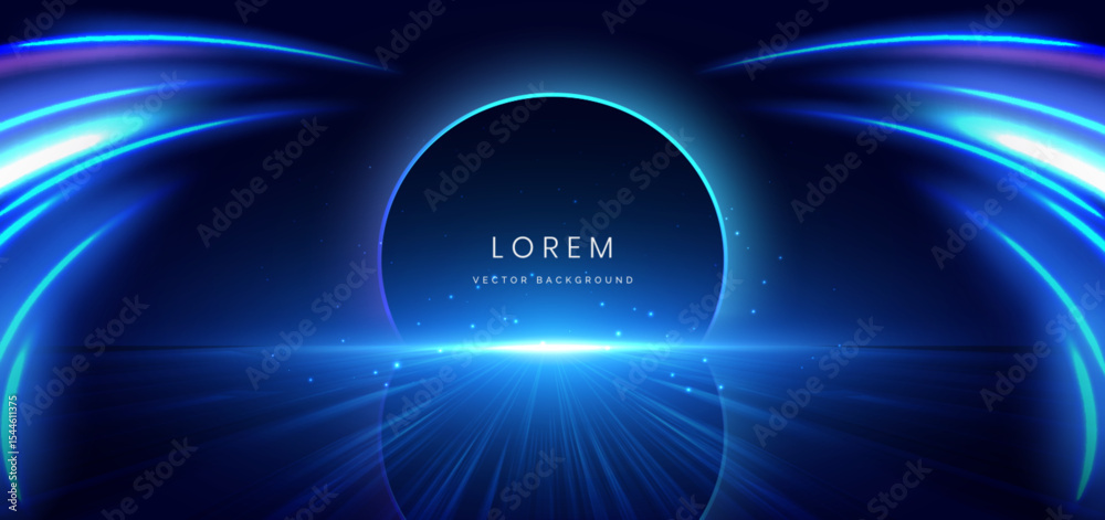 Canvas Prints scene blue light on dark background with effect glowing. futuristic backdrop design concept.